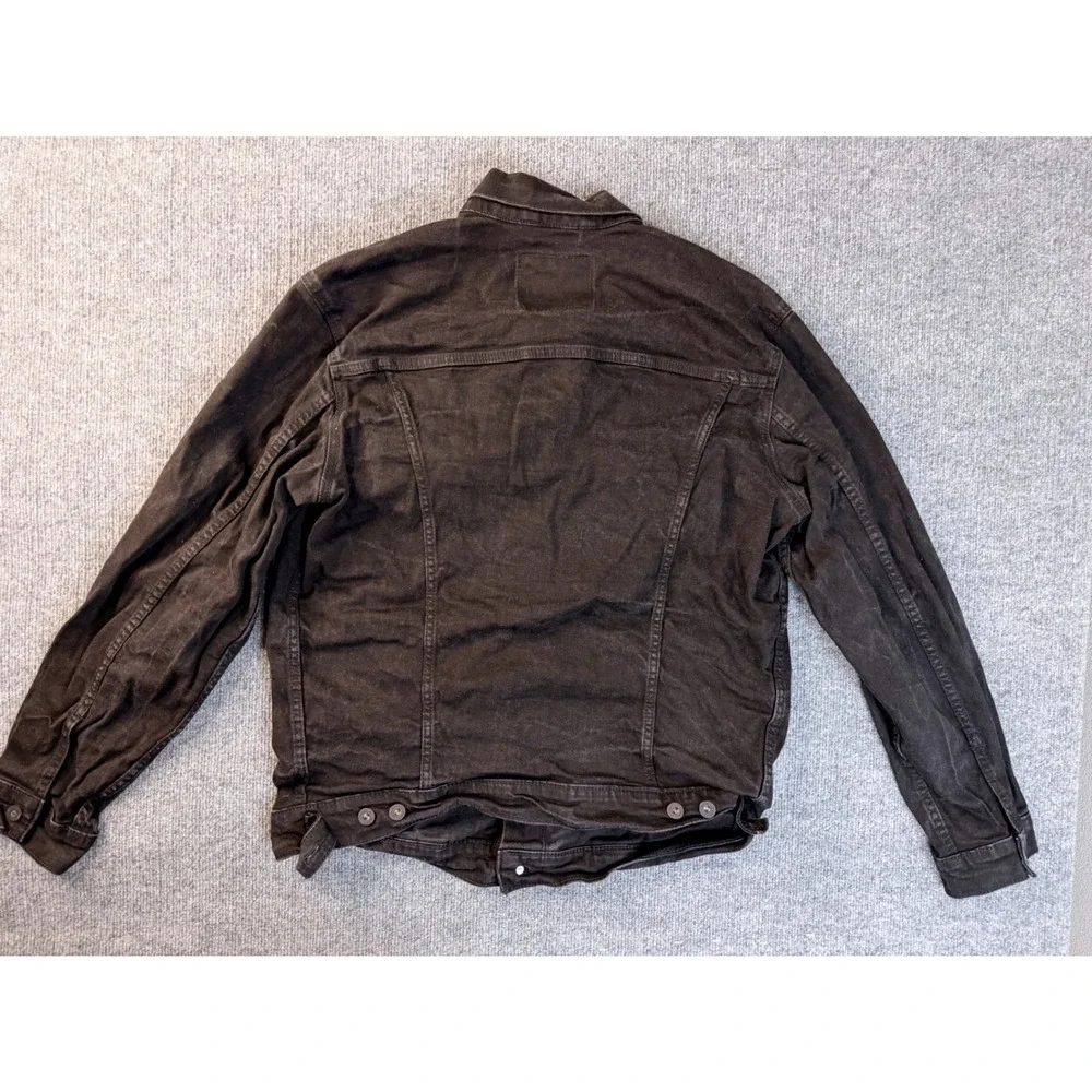 Levis Trucker Jacket Mens LT Large Tall Black Denim Faded Workwear Bangladesh